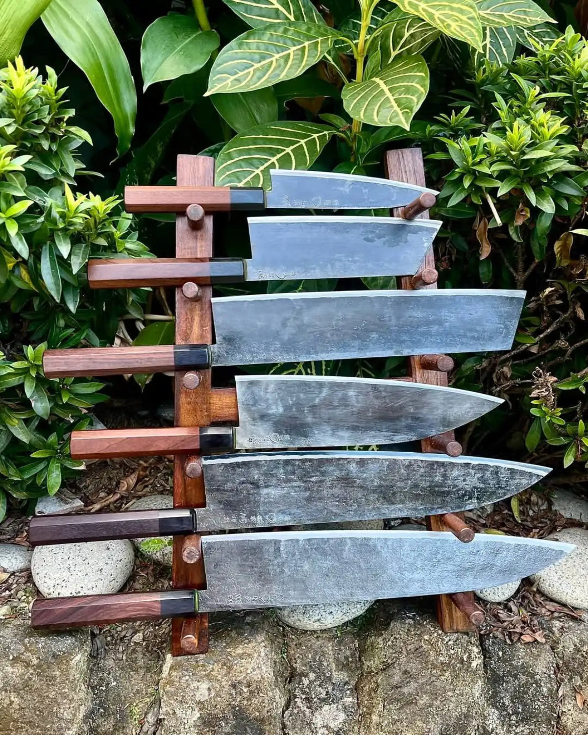 Japanese Style Wooden Knife Rack Stand Brown