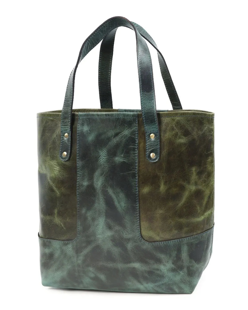 Dual-Tone Leather Tote Bag