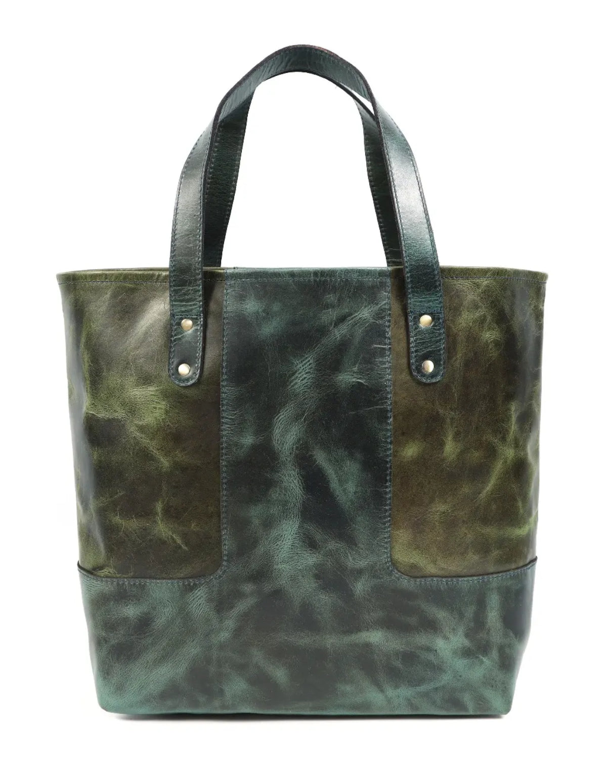 Dual-Tone Leather Tote Bag