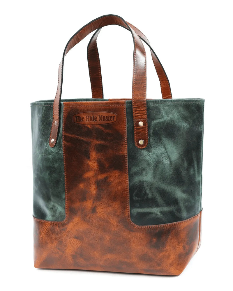 Dual-Tone Leather Tote Bag
