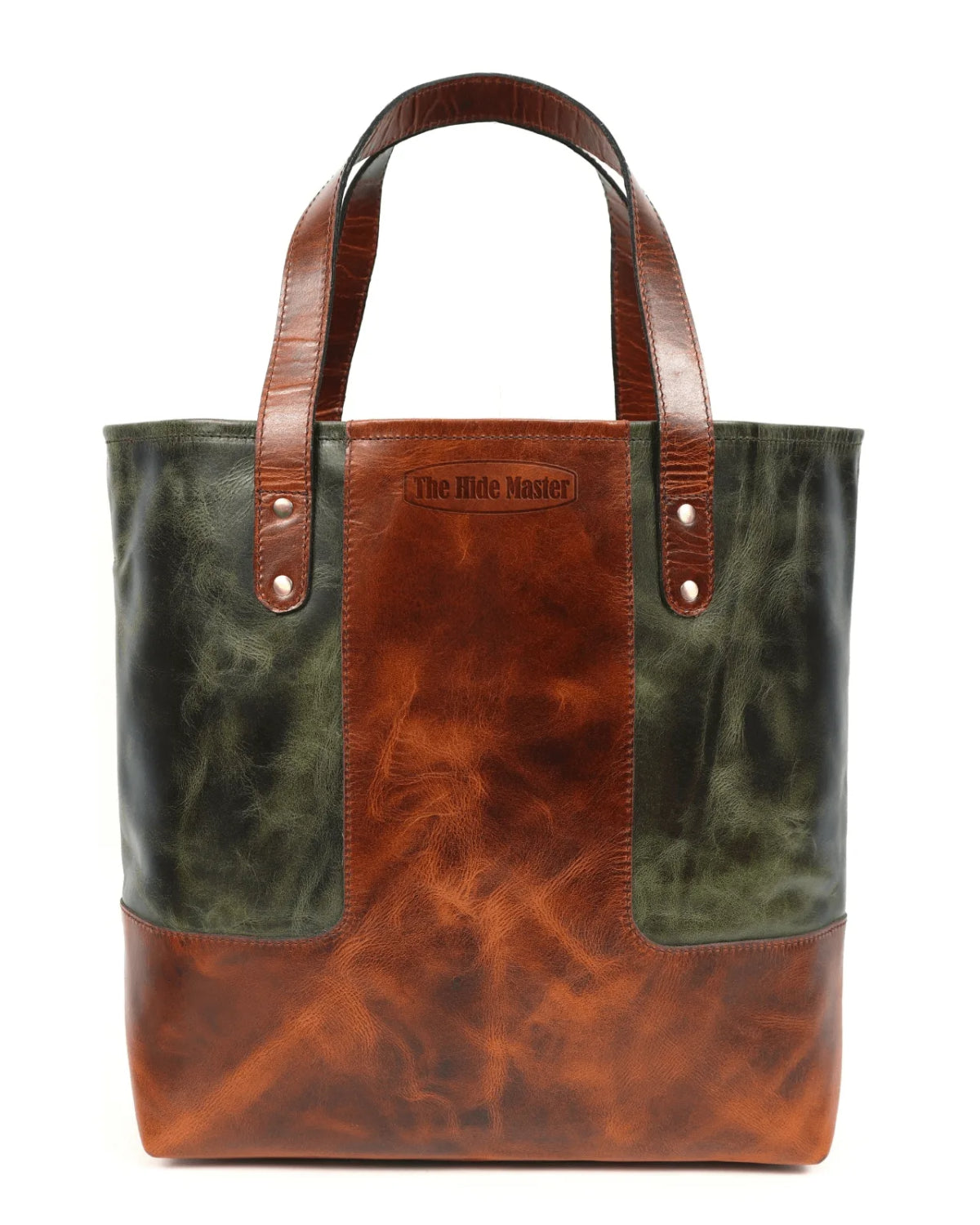Dual-Tone Leather Tote Bag